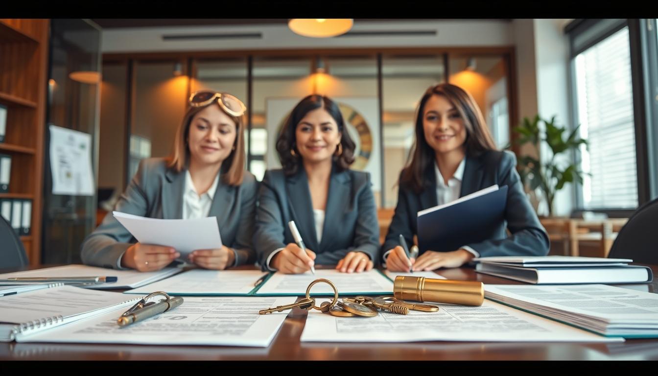 Family reviewing legal documents